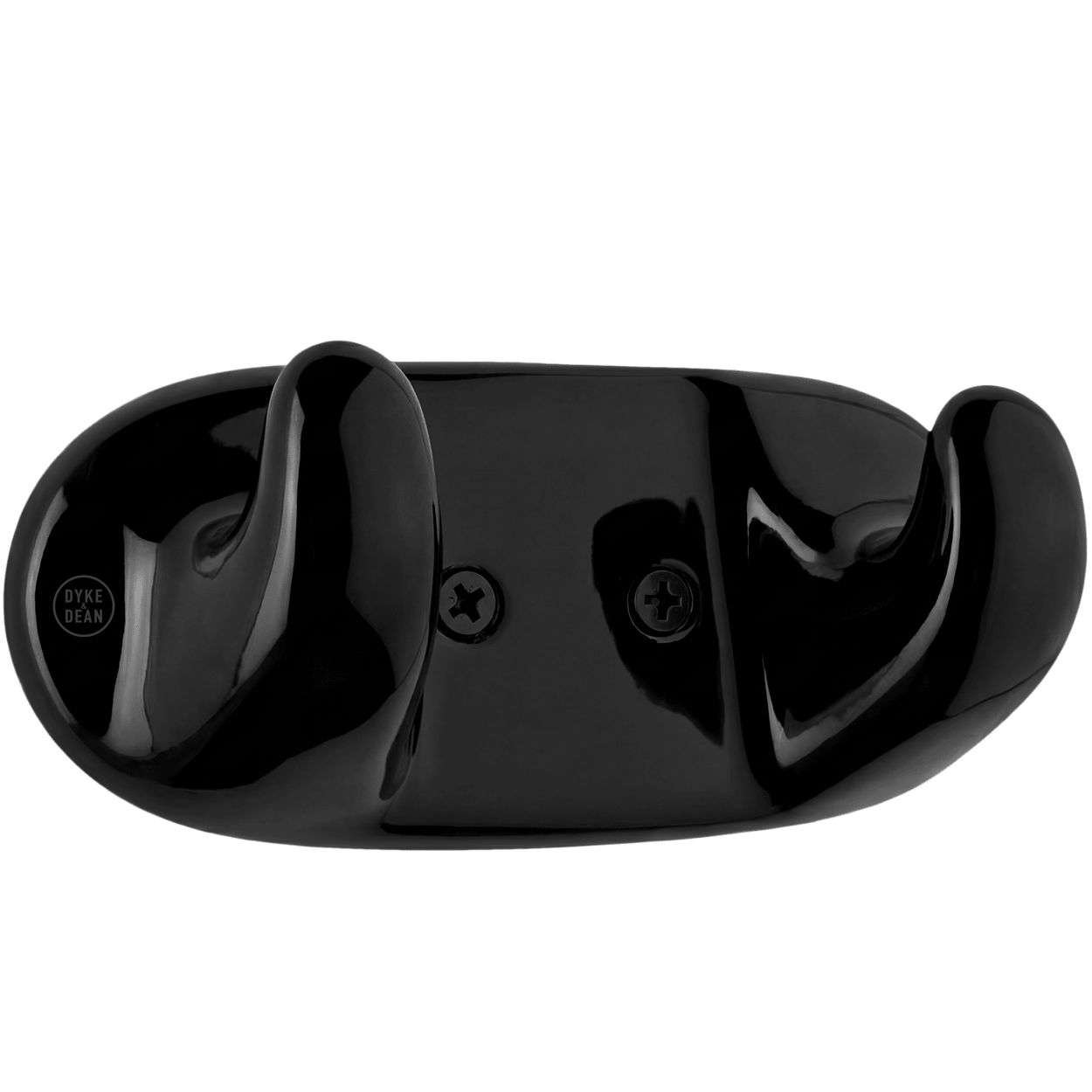 DOUBLE PORCELAIN HOOK PLATE BLACK - DYKE & DEAN