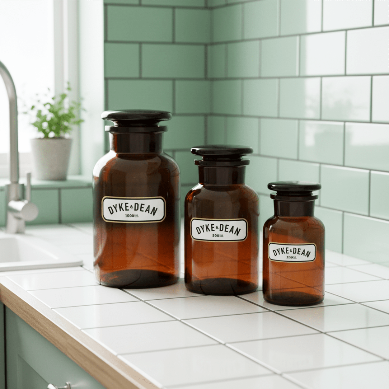 DYKE & DEAN APOTHECARY JAR BROWN GLASS 500ML - DYKE & DEAN