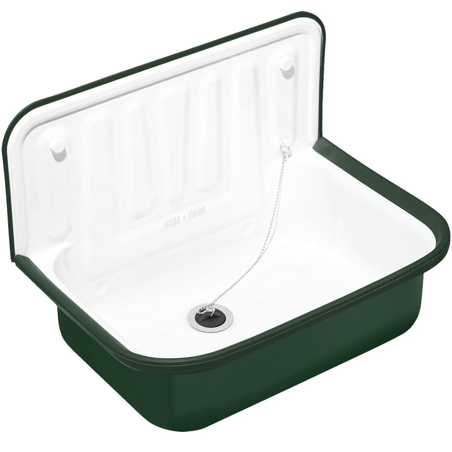 DYKE & DEAN GREEN ENAMEL BUCKET SINK GREEN RIM - DYKE & DEAN