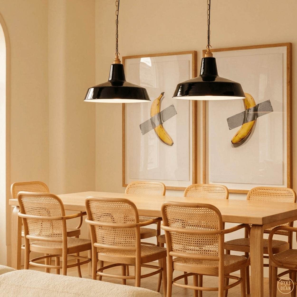 DYKE & DEAN PENDANT LAMPSHADE BLACK WITH HOOK & CHAIN SET - DYKE & DEAN