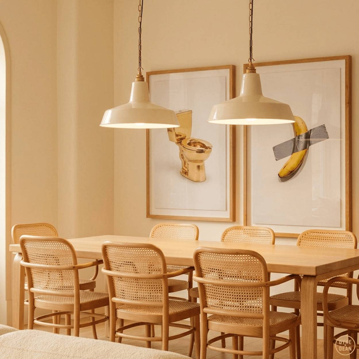 DYKE & DEAN PENDANT LAMPSHADE CREAM WITH HOOK & CHAIN SET - DYKE & DEAN