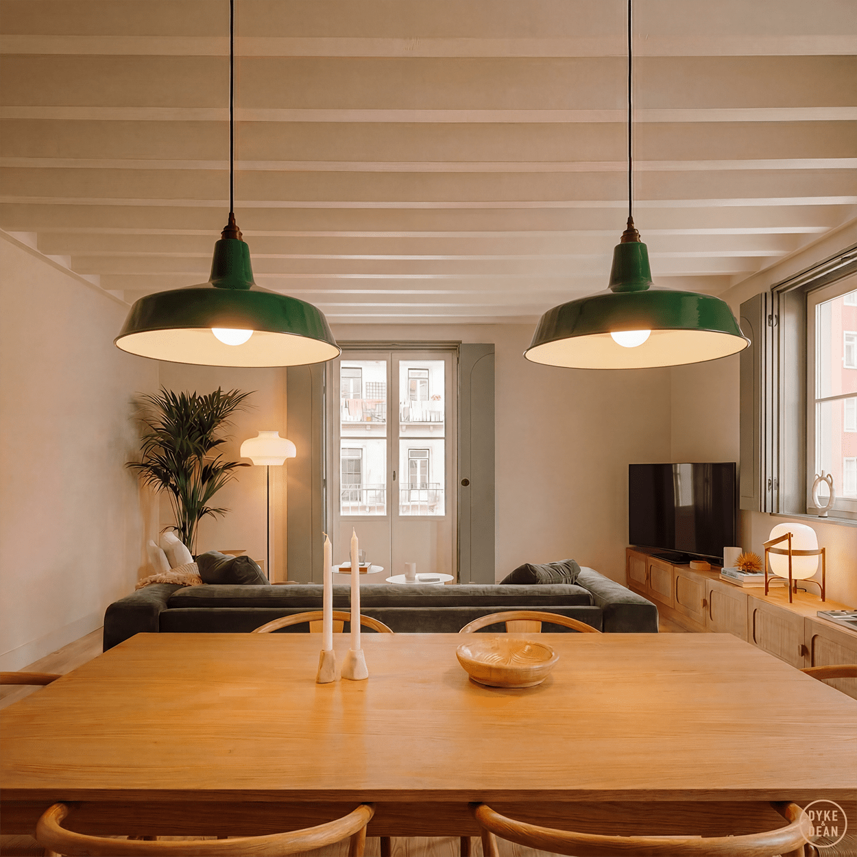 DYKE & DEAN PENDANT LAMPSHADE GREEN - DYKE & DEAN