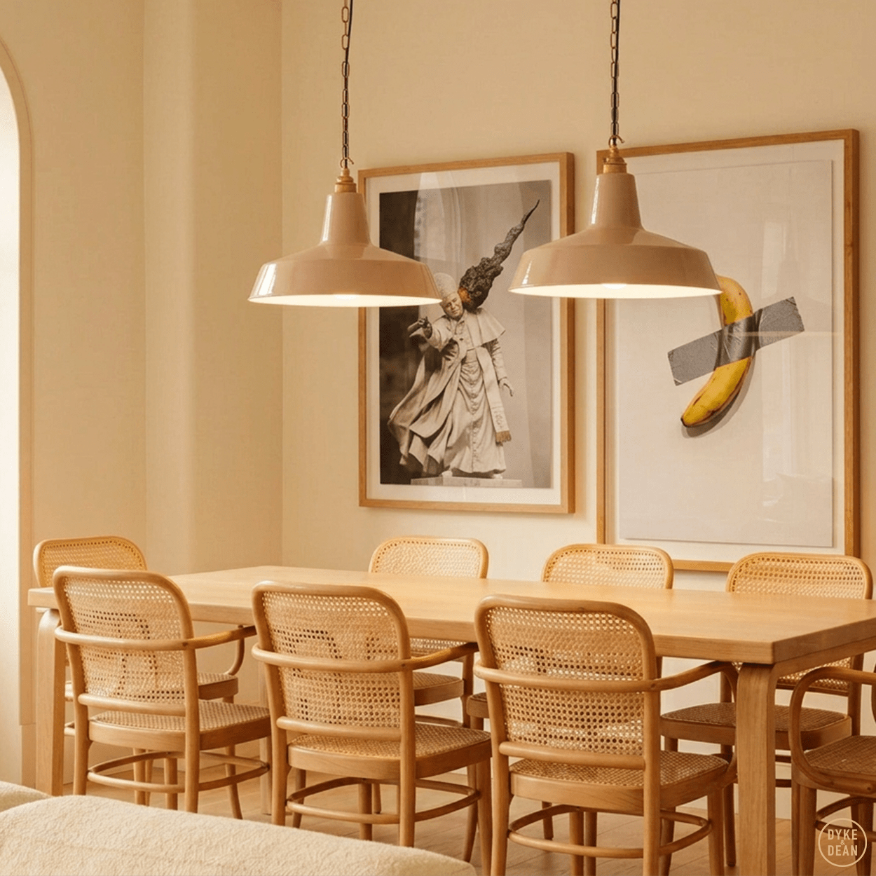 DYKE & DEAN PENDANT LAMPSHADE NUDE WITH HOOK & CHAIN SET - DYKE & DEAN