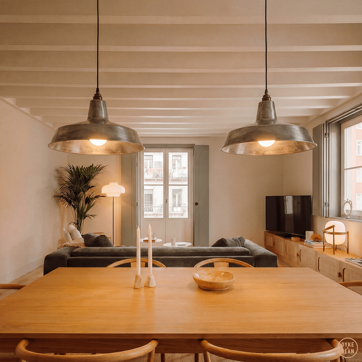 DYKE & DEAN PENDANT LAMPSHADE RAW METAL WITH BULB HOLDER - DYKE & DEAN