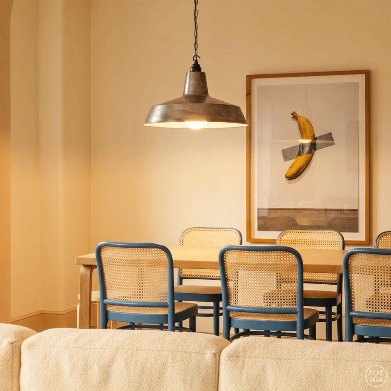 DYKE & DEAN PENDANT LAMPSHADE RAW METAL WITH HOOK & CHAIN SET - DYKE & DEAN