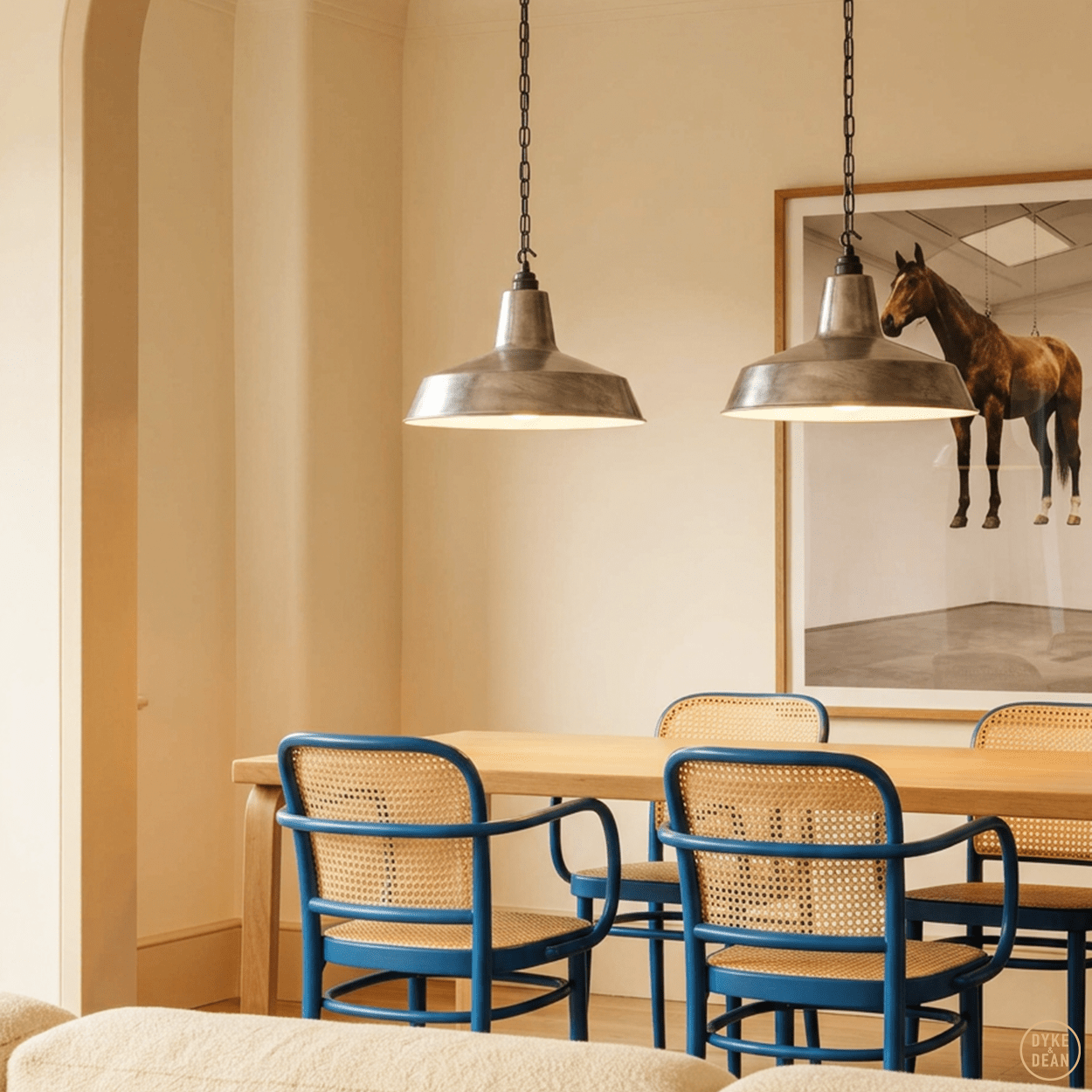 DYKE & DEAN PENDANT LAMPSHADE RAW METAL WITH HOOK & CHAIN SET - DYKE & DEAN