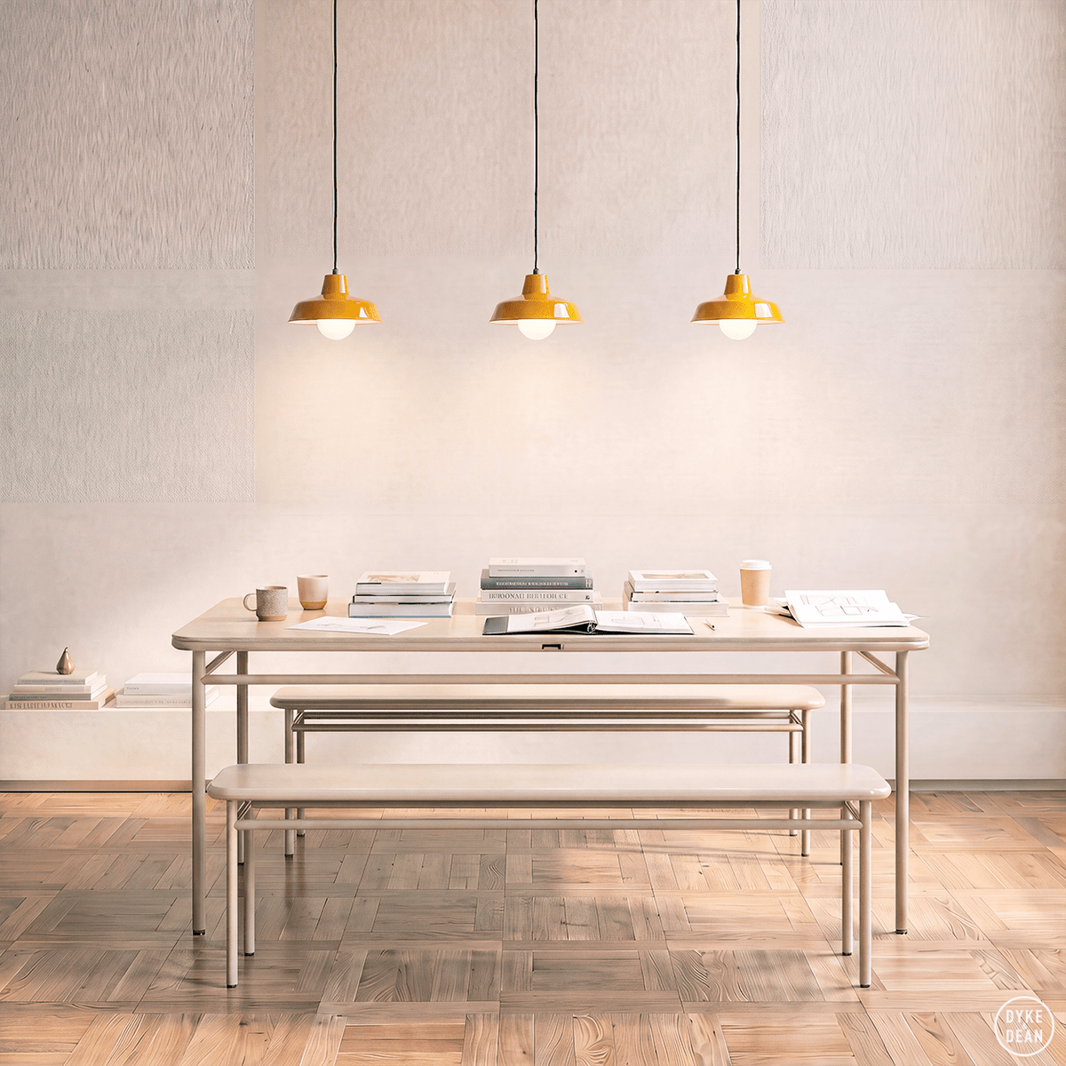 DYKE & DEAN SMALL PENDANT LAMPSHADE YELLOW E27 BULB HOLDER - DYKE & DEAN