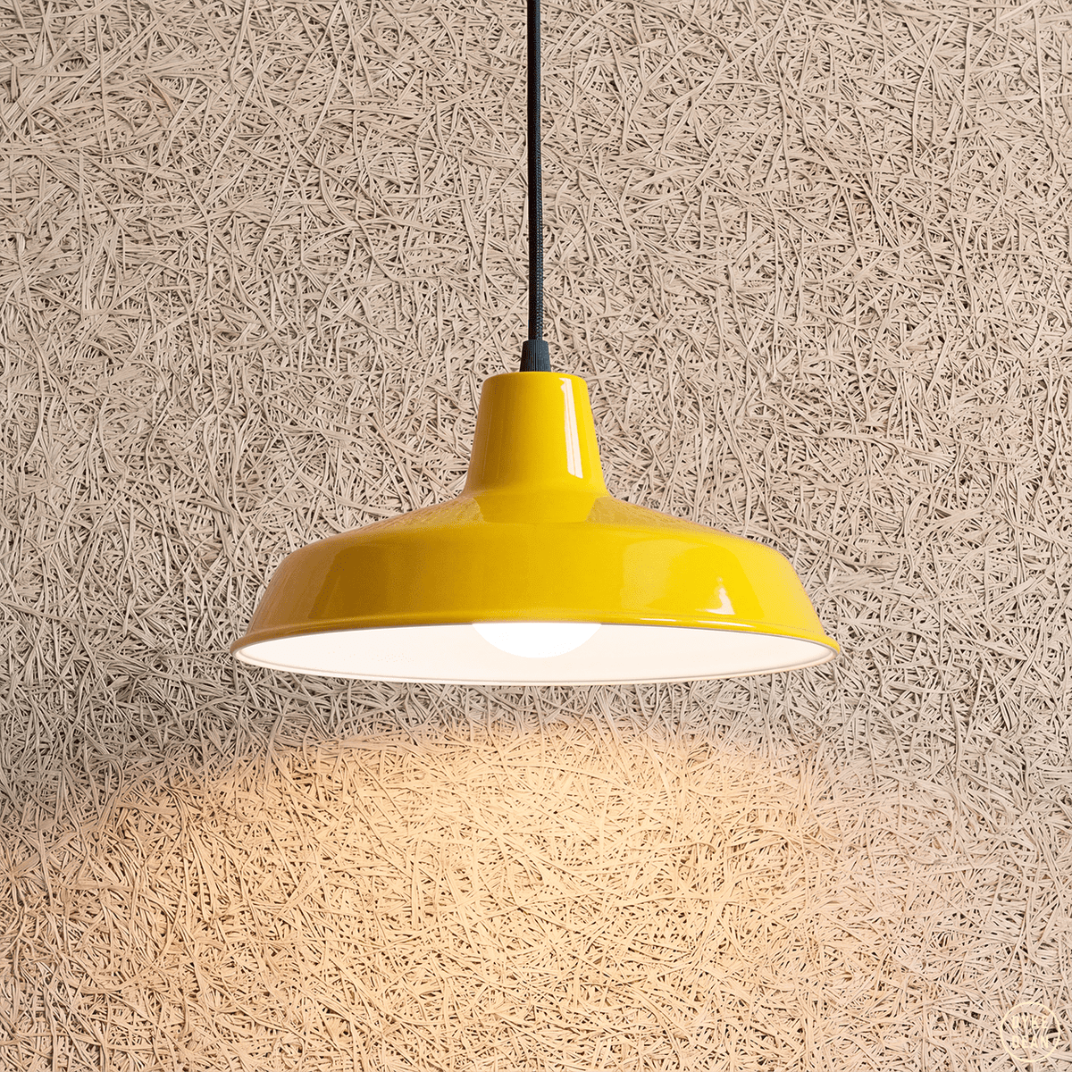 DYKE & DEAN SMALL PENDANT LAMPSHADE YELLOW E27 BULB HOLDER - DYKE & DEAN