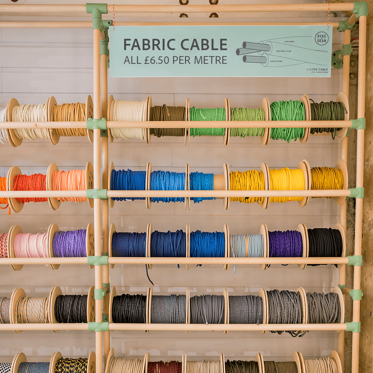 ELECTRIC RED TWISTED FABRIC CABLE - DYKE & DEAN