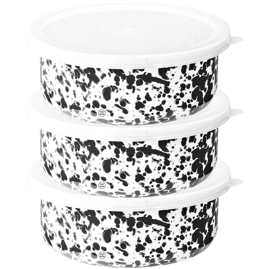 Dean Storage Containers ENAMEL 3 PIECE SET STORAGE SET BLACK MARBLE - DYKE & DEAN