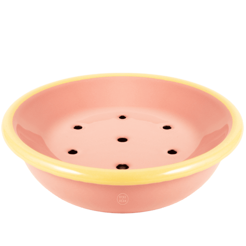 ENAMEL SOAP DISH PINK & YELLOW - DYKE & DEAN