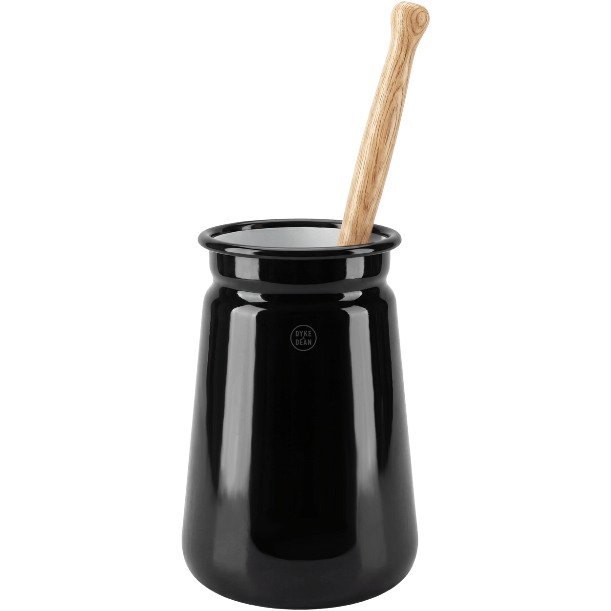 ENAMEL TOILET BRUSH HOLDER SET BLACK - DYKE & DEAN