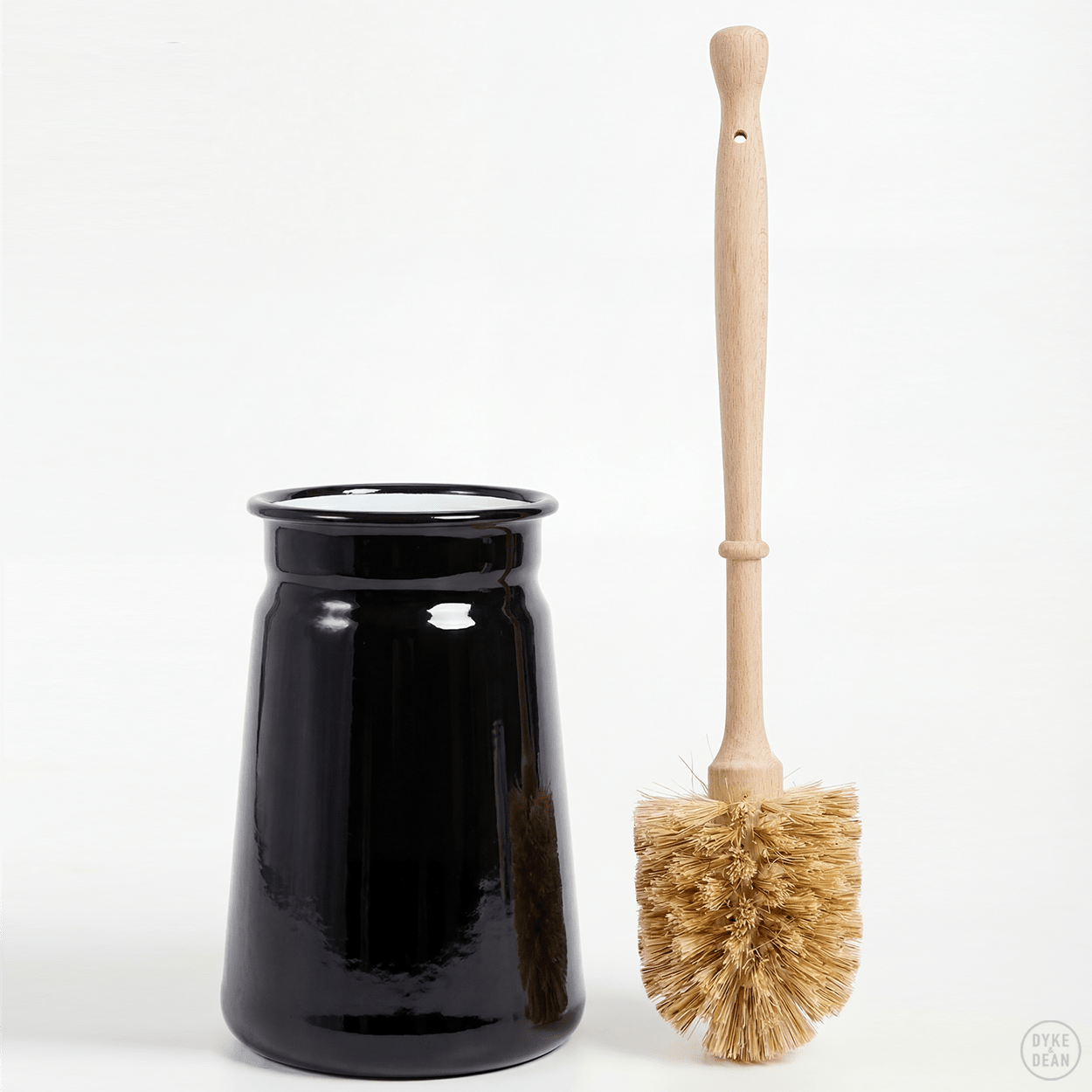 ENAMEL TOILET BRUSH HOLDER SET BLACK - DYKE & DEAN