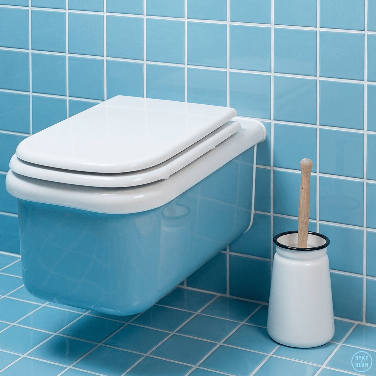 ENAMEL TOILET BRUSH HOLDER SET WHITE - DYKE & DEAN