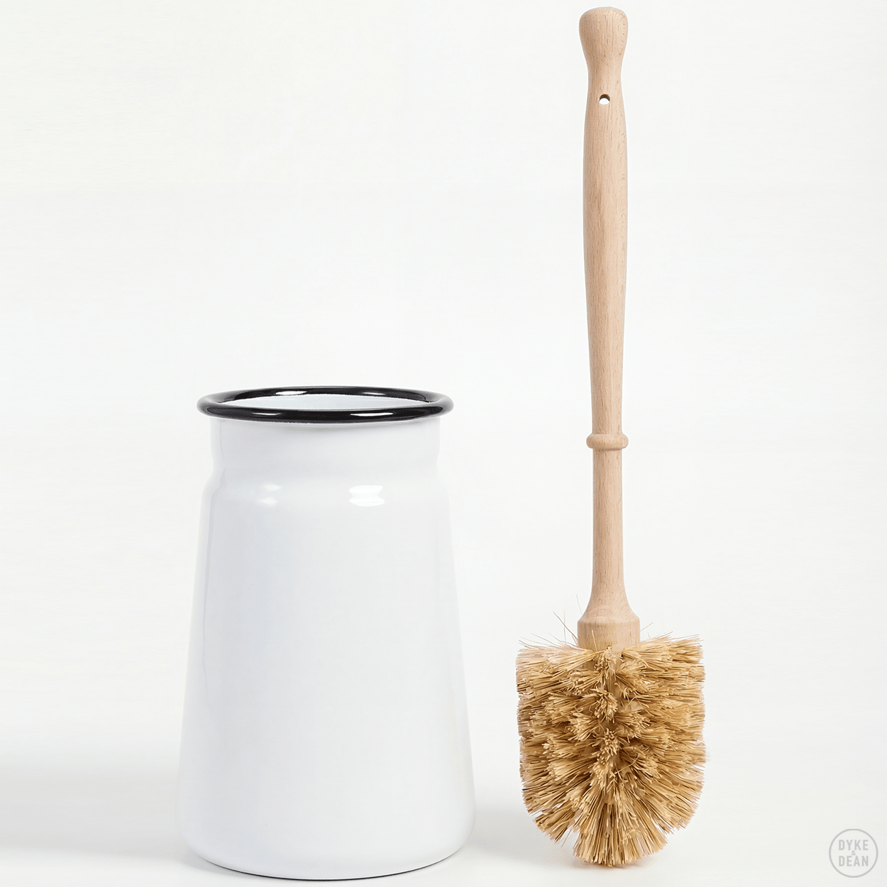 ENAMEL TOILET BRUSH HOLDER SET WHITE - DYKE & DEAN