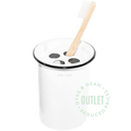 ENAMEL TOOTHBRUSH HOLDER WHITE WITH BLACK RIM OUTLET - DYKE & DEAN
