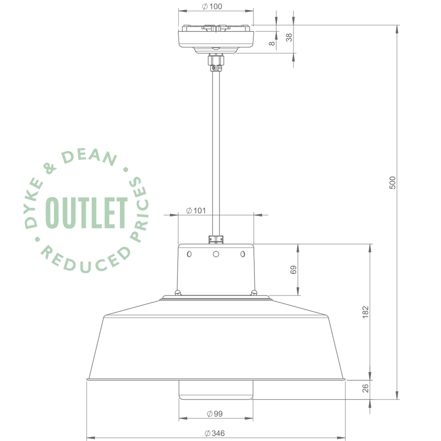 FAKTORY DARK GREY MODEL 2 PENDANT LIGHT SHADE OUTLET - DYKE & DEAN