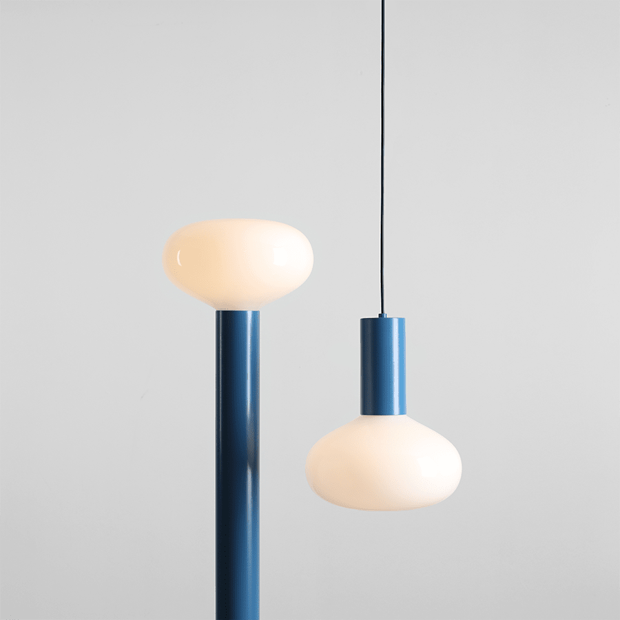 FLO OPAL GLASS ORB LARGE PENDANT LIGHT BLUE - DYKE & DEAN