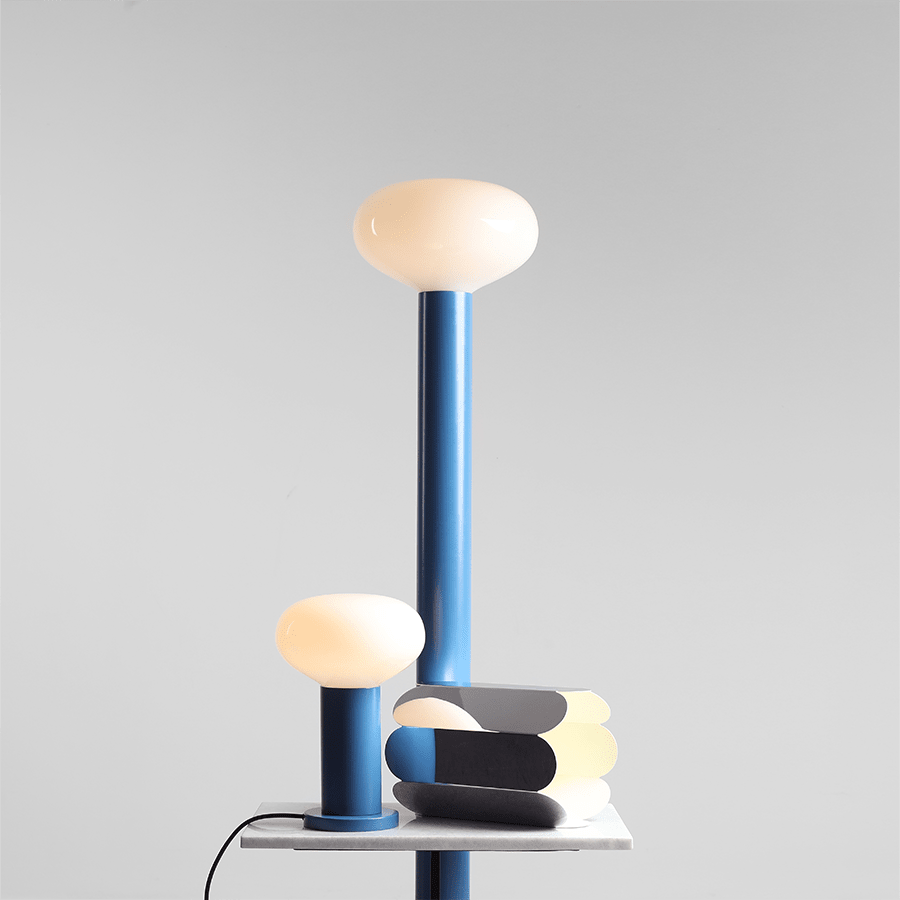 FLO OPAL GLASS ORB LARGE TABLE LIGHT BLUE - DYKE & DEAN