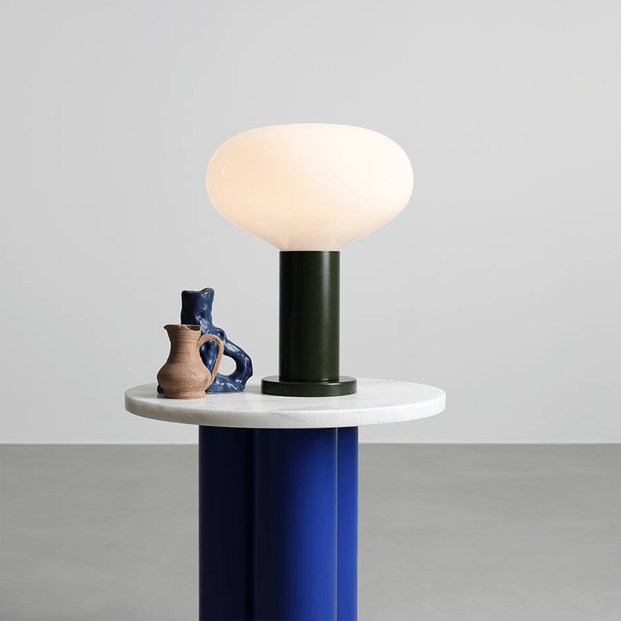 FLO OPAL GLASS ORB LARGE TABLE LIGHT MOSS GREEN - DYKE & DEAN