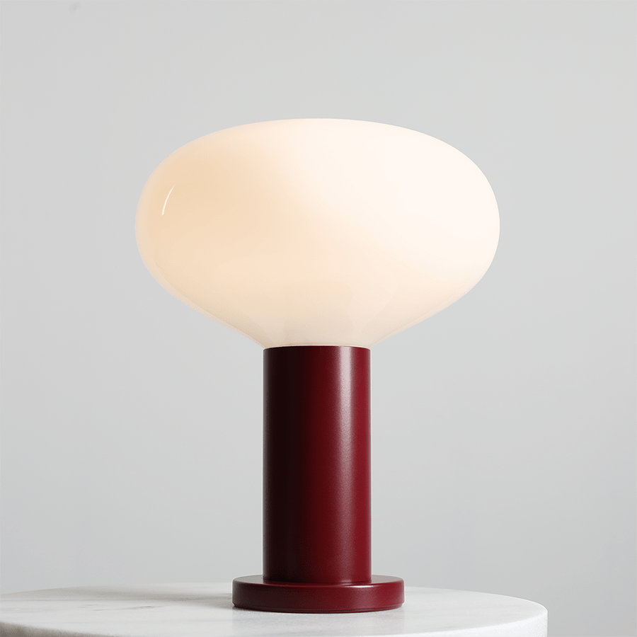 FLO OPAL GLASS ORB LARGE TABLE LIGHT RUBY RED - DYKE & DEAN