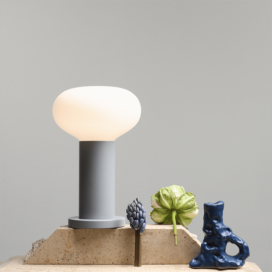 FLO OPAL GLASS ORB SMALL TABLE LIGHT GREY - DYKE & DEAN