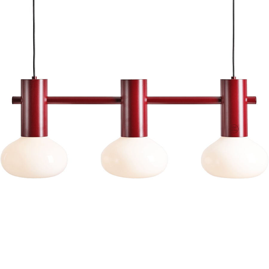 Ruby Flo FLO SUSPENSION PENDANT 3 OPAL GLASS LIGHT RUBY RED - DYKE & DEAN