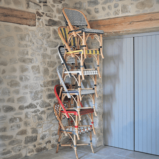 FRENCH BISTRO RATTAN CHAIR CROSSES LEMON MINT - DYKE & DEAN
