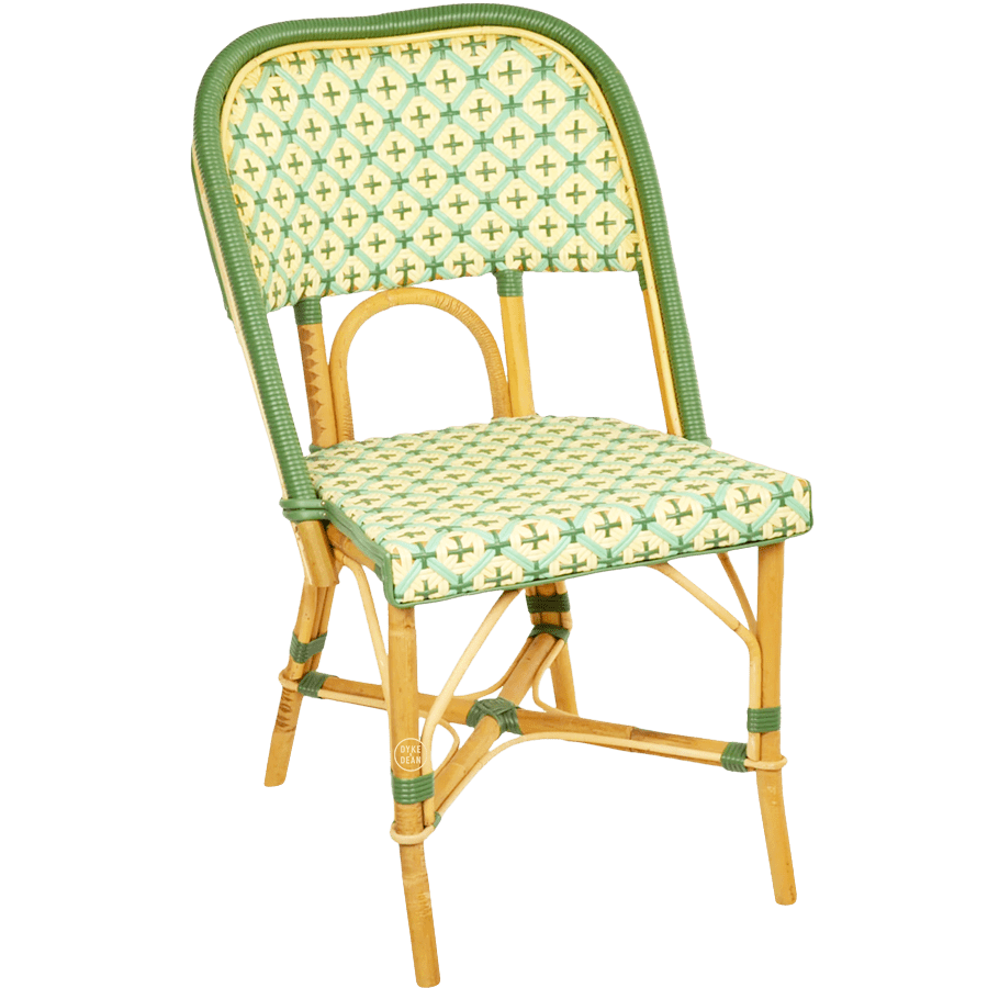 FRENCH BISTRO RATTAN CHAIR CROSSES LEMON MINT - DYKE & DEAN