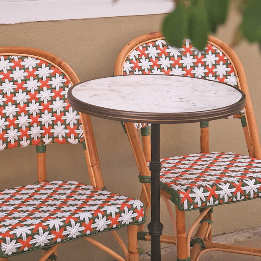 FRENCH BISTRO RATTAN CHAIR FLOWERS PINK - DYKE & DEAN