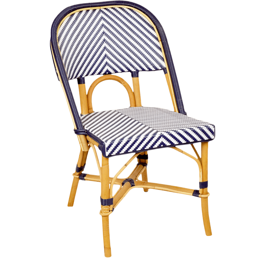 FRENCH BISTRO RATTAN CHAIR HERRINGBONE NAVY - DYKE & DEAN