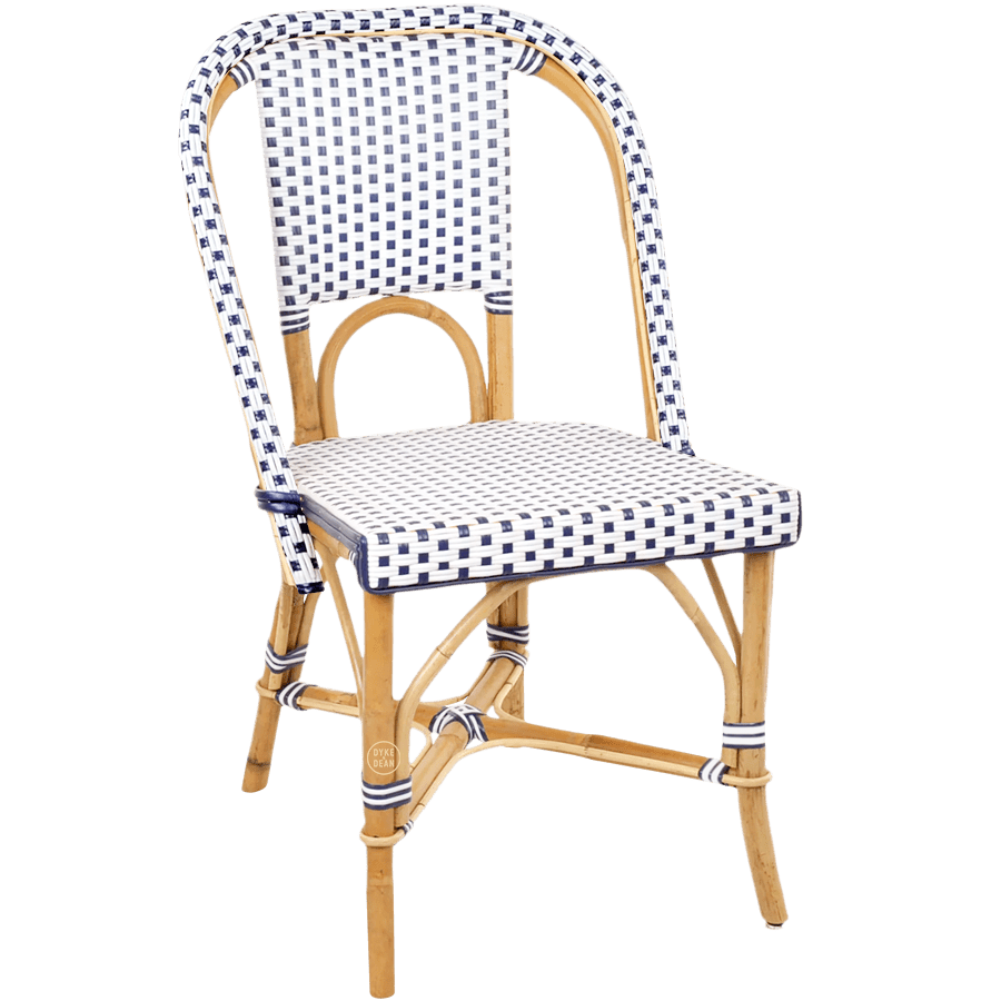 FRENCH BISTRO RATTAN CHAIR POLKA DOT ARMS WHITE - DYKE & DEAN