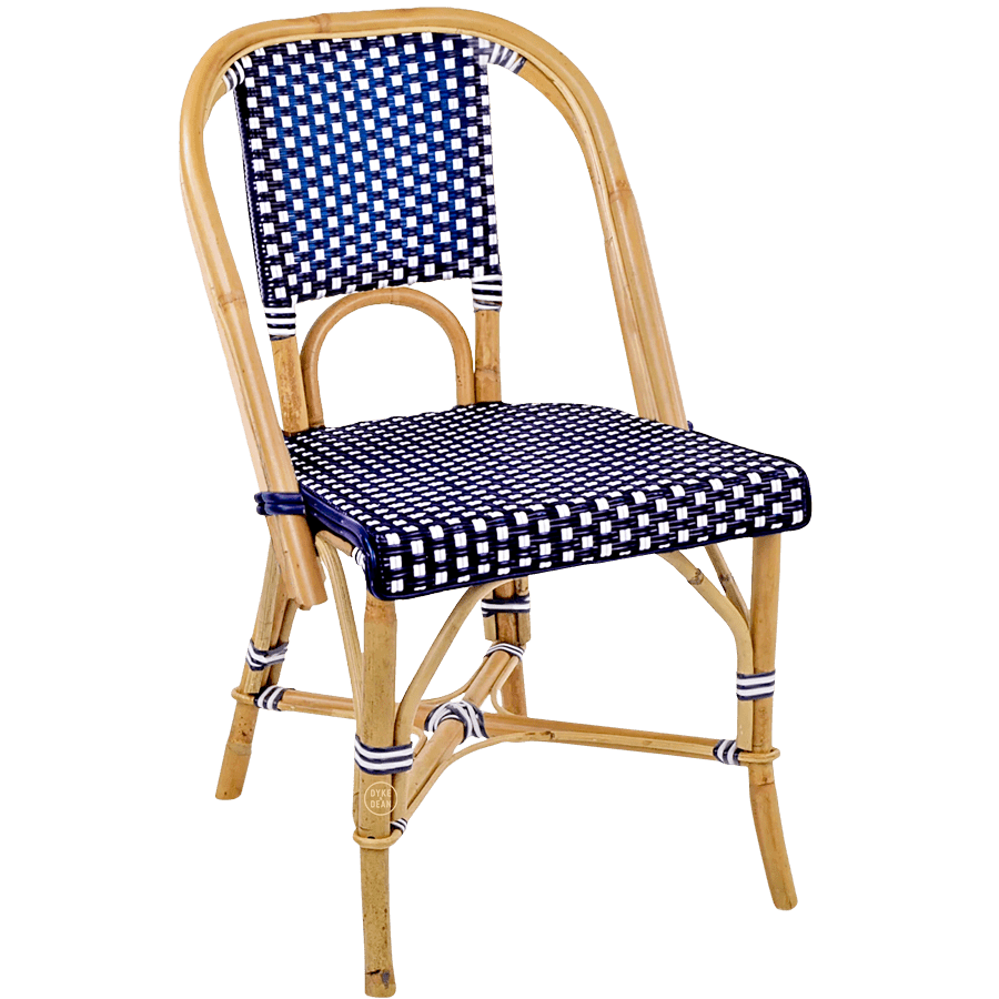 FRENCH BISTRO RATTAN CHAIR POLKA DOT NAVY - DYKE & DEAN