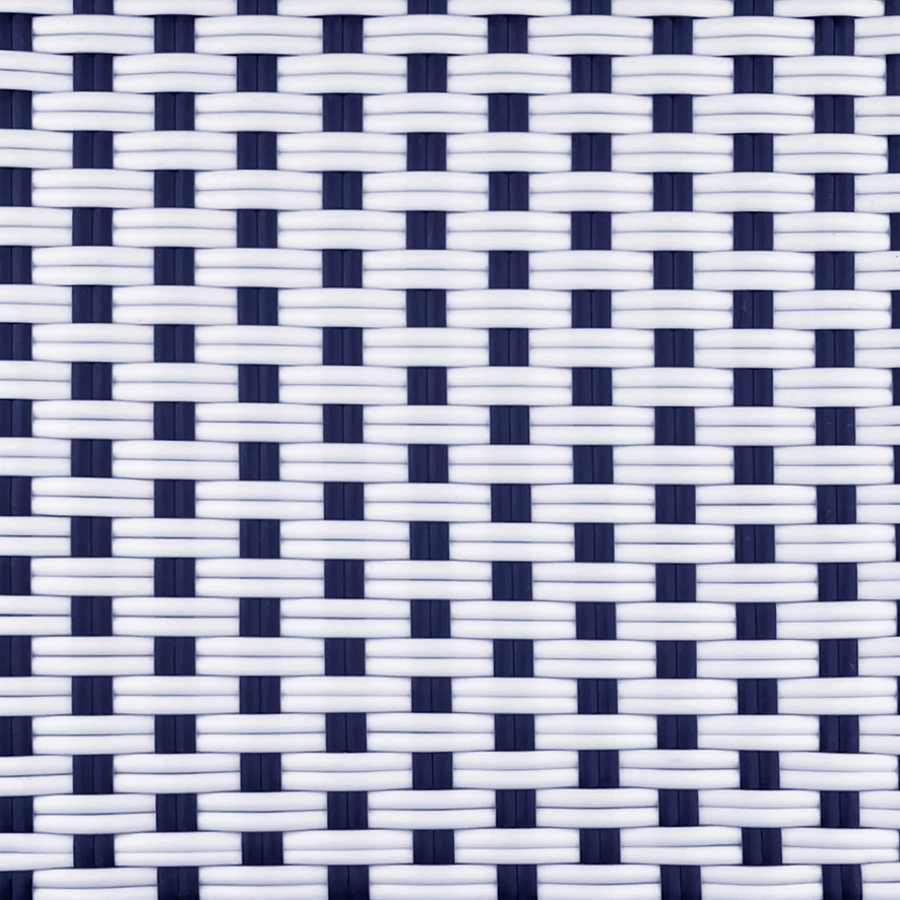 FRENCH BISTRO RATTAN CHAIR SQUARES WHITE BLUE - DYKE & DEAN