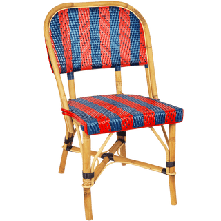 FRENCH BISTRO RATTAN CHAIR STRIPE RED NAVY - DYKE & DEAN
