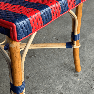 FRENCH BISTRO RATTAN CHAIR STRIPE RED NAVY - DYKE & DEAN