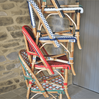 FRENCH BISTRO RATTAN CHAIR STRIPE RED NAVY - DYKE & DEAN