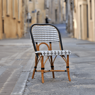 FRENCH BISTRO RATTAN CHAIR VERTICAL SILVER BLACK - DYKE & DEAN