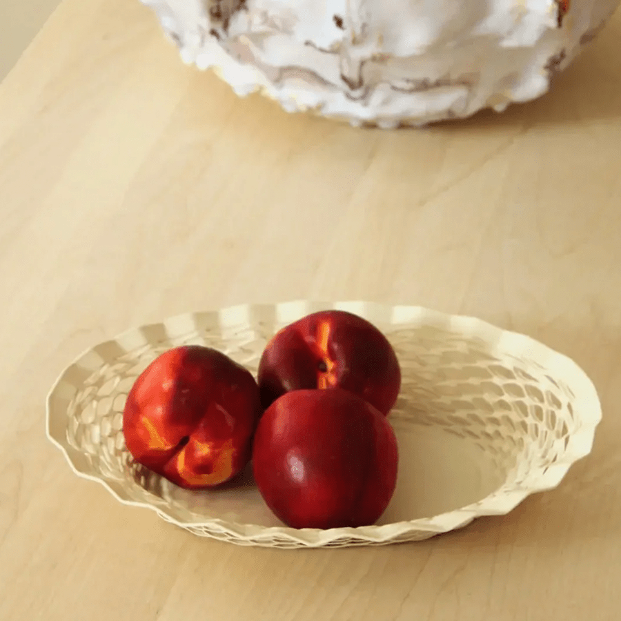 FRENCH EXPANDED OVAL SERVING BASKET CREAM - DYKE & DEAN