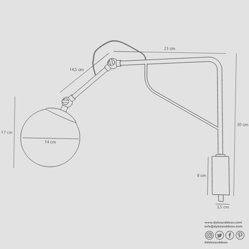 FUNCTIONAL ADJUSTABLE WALL ARM LIGHT COBALT - DYKE & DEAN