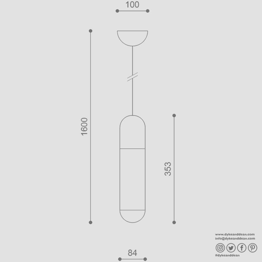 FUNSUI PILL LIGHT TUBE SINGLE PENDANT BLUE - DYKE & DEAN