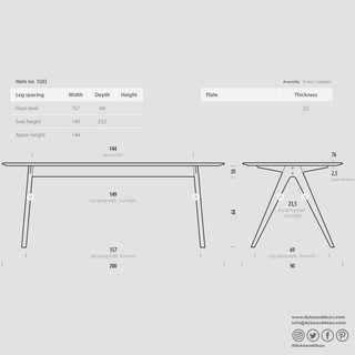 GAZZDA AVA OAK DINING TABLE 200 X 90 - DYKE & DEAN