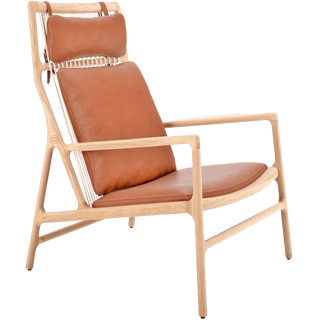 GAZZDA DEDO LOUNGE LEATHER CHAIR WITH HEAD REST OAK - DYKE & DEAN