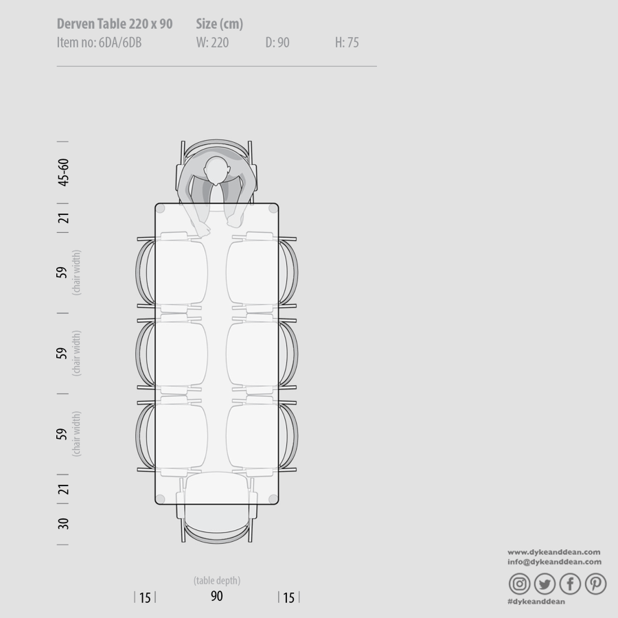GAZZDA DERVEN TABLE WALNUT 220X90 - DYKE & DEAN