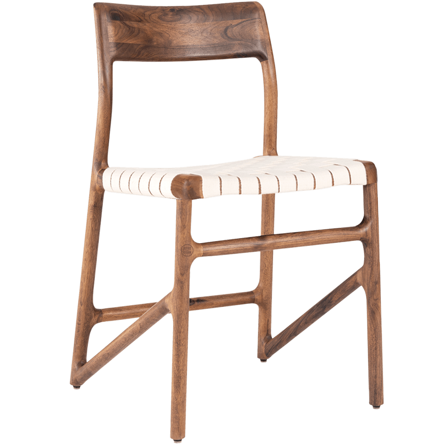 GAZZDA FAWN WHITE FABRIC CHAIR WALNUT - DYKE & DEAN