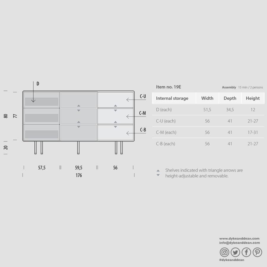 GAZZDA FINA DRESSER WHITE OAK 176 - DYKE & DEAN