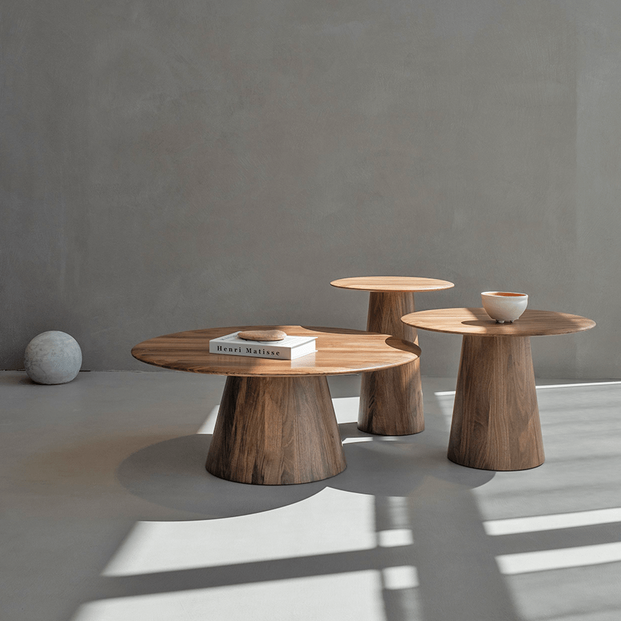 GAZZDA ROUND MUSHROOM TABLE 80 WALNUT - DYKE & DEAN
