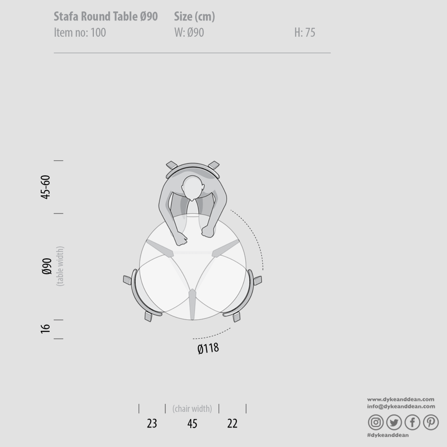 GAZZDA ROUND STAFA TABLE WHITE OAK 90CM - DYKE & DEAN