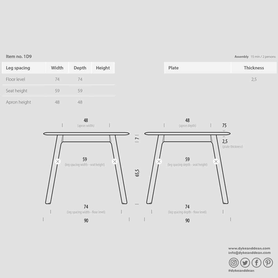 GAZZDA SQUARE STAFA TABLE NATURAL OAK 80CM - DYKE & DEAN