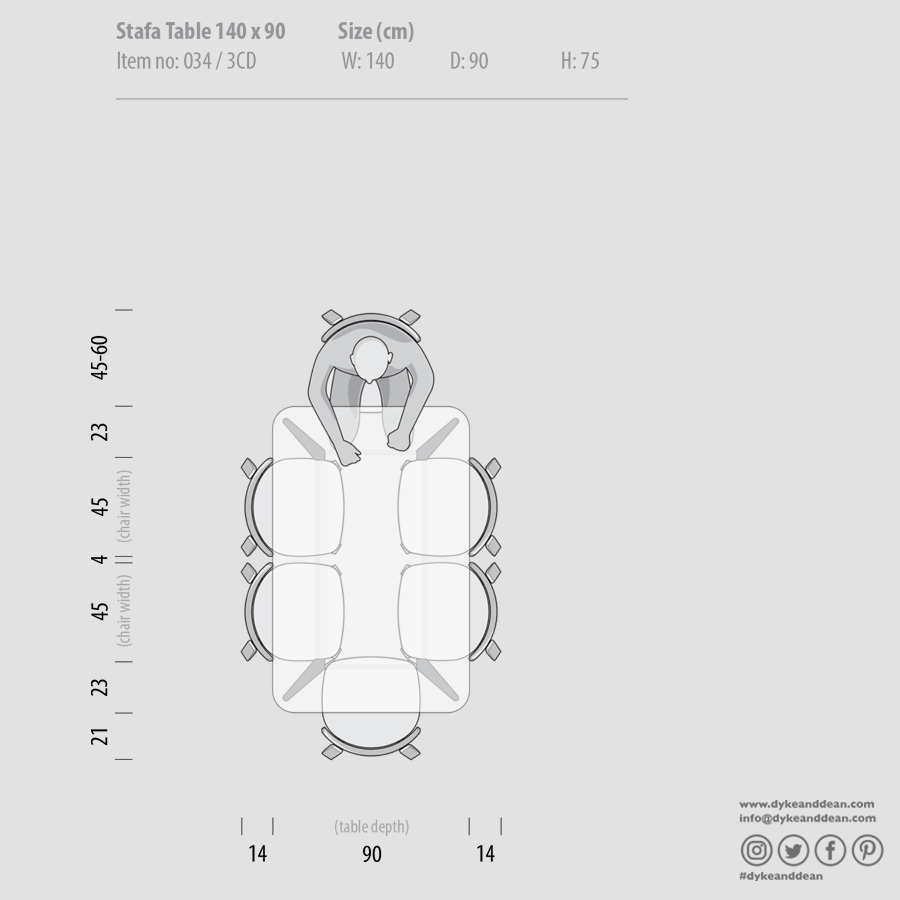 GAZZDA STAFA TABLE WHITE OAK 140 x 90 - DYKE & DEAN